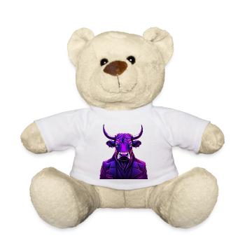 Bull in colorful tattoo style - Teddy Bear - white - Front