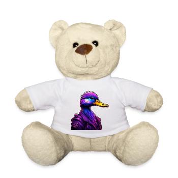 Futuristic Duck in Cyber Style - Teddy Bear - white - Front