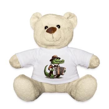 Crocodile Accordion Harmonica Music Gift - Teddy Bear - white - Front