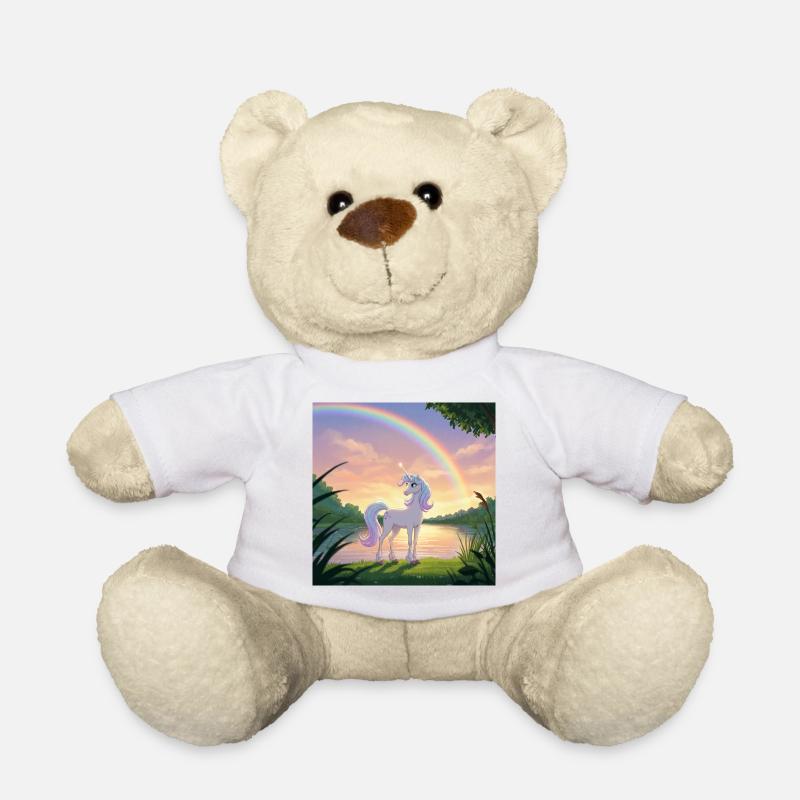Einhorn unter dem Regenbogen - Teddy - Weiß