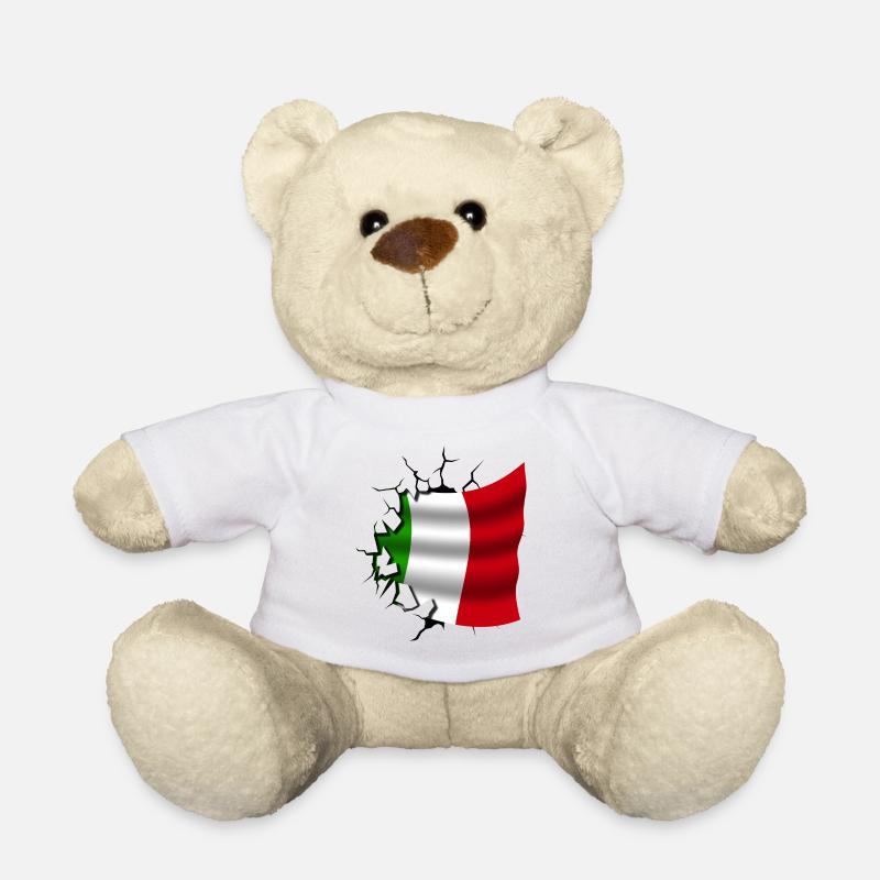 Flag of Italy - Italy - Flag Broken Design - Teddy Bear - white