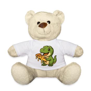Cute Dino T-Rex Cartoon Pizza Lover - Teddy Bear - white - Front