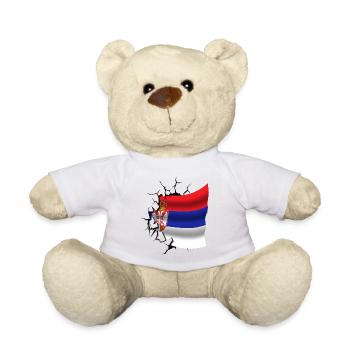 Flagge von Serbien - Serbisch - Flagge gebrochenes Design - Teddy - Weiß - Vorne