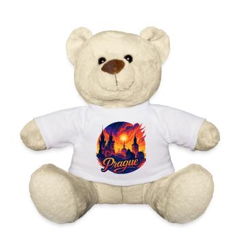 Prague Capital Czech Republic Silhouette Gift - Teddy Bear - white - Front