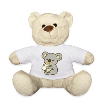 Cuddly koala with bottle - Teddy Bear - white - Front