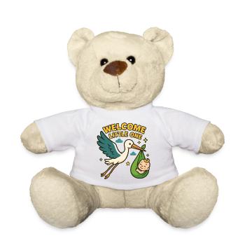 Stork Baby Arrival – "Welcome Little One" - Teddy Bear - white - Front