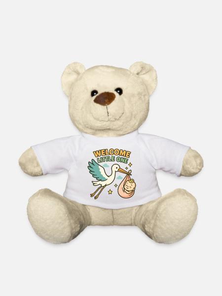 Bénédiction de bébé cigogne - La cigogne apporte bébé - Nounours - blanc