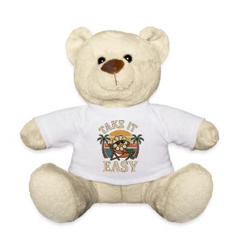 Take It Easy - Conception de fleur vintage drôle - Nounours - blanc - Devant