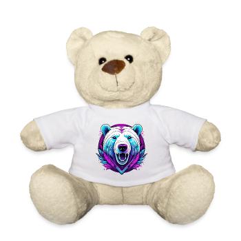 White Bear with Neon Accents - Teddy Bear - white - Front