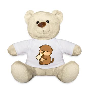 Sea Otter Sipping Fun - Teddy Bear - white - Front