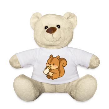 Flask Fluffy Squirrel - Teddy Bear - white - Front