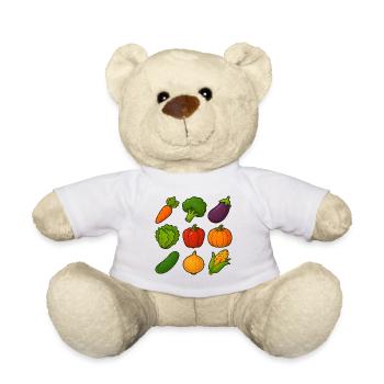 Collection of colorful vegetable illustrations in cartoon style - Teddy Bear - white - Front