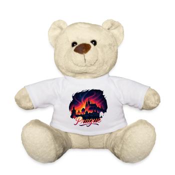 Prague Capital Czech Republic Silhouette Gift - Teddy Bear - white - Front