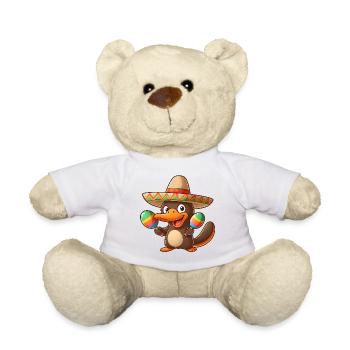 Funny beak duck with sombrero and maracas - Teddy Bear - white - Front