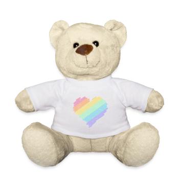 Rainbow Heart Pastel Colors Pride Month LGBTQ+ - Teddy Bear - white - Front