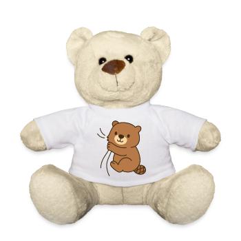 Snuggled up – baby beaver - Teddy Bear - white - Front