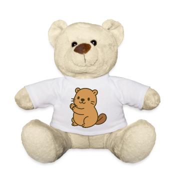 Cute baby beaver - Teddy Bear - white - Front