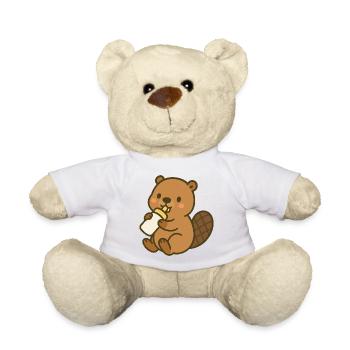 Milk time with the baby beaver - Teddy Bear - white - Front