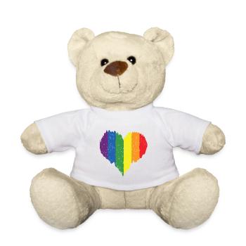 Rainbow Heart Pride Flag Colors LGBTQ+ Grunge - Teddy Bear - white - Front