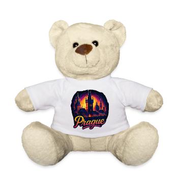 Prague Capital Czech Republic Silhouette Gift - Teddy Bear - white - Front