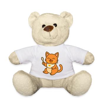 Cute Feeding Kitten – Baby Cat Fun - Teddy Bear - white - Front