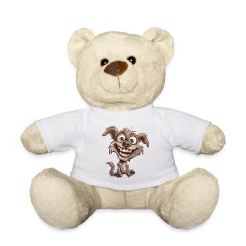 Laughing Cartoon Dog Crazy - Teddy Bear - white - Front