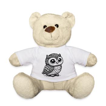 Mystic Owl – Black Animal Silhouette - Teddy Bear - white - Front