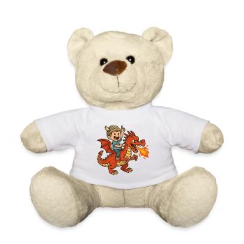Petit viking sur dragon - Nounours - blanc - Devant