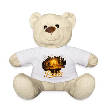 Prague Praha Capital Czech Republic Gold Gift - Teddy Bear - white - Front