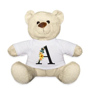 Un monogramme, floral, personnalisable - Nounours - blanc - Devant