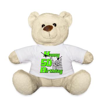 Happy Birthday 50 , Heavy Metal 50. Geburtstag - Teddy - Weiß - Vorne