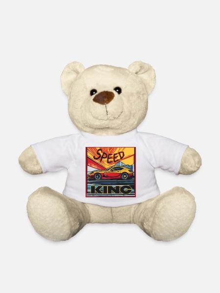 Speed King – gelber Sportwagen - Teddy - Weiß