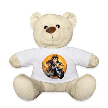 Affe Motorrad / Motorradfahrer Affen - Teddy - Weiß - Vorne