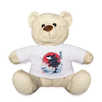 Orca Samurai Design – Killer Whale with Katana - Teddy Bear - white - Front