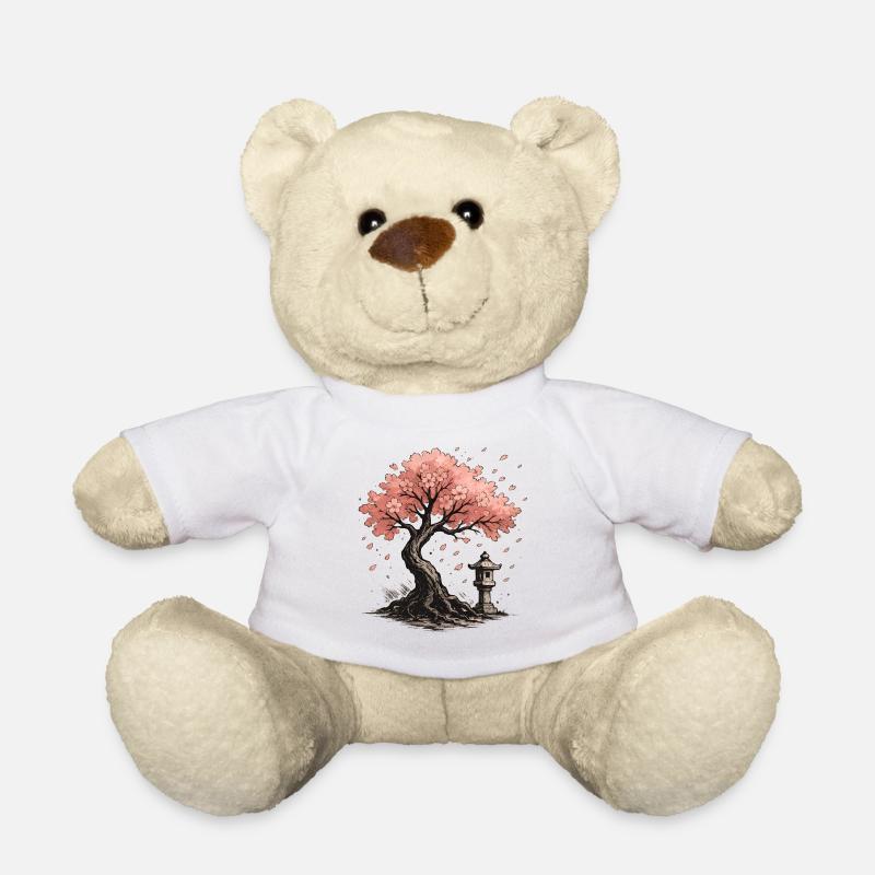 Conception d’arbre de cerisier japonais en fleurs - Nounours - blanc
