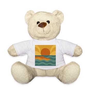 Sunset Flow – Retro Ocean Vibes - Teddy Bear - white - Front
