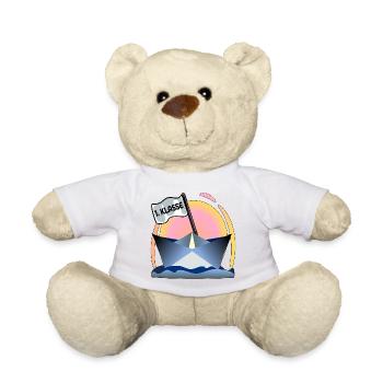 Einschulung Schulanfang Papierboot - Teddy - Weiß - Vorne
