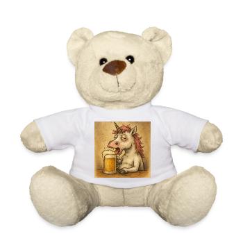 Einhorn Biertrinker Illustration - Teddy - Weiß - Vorne