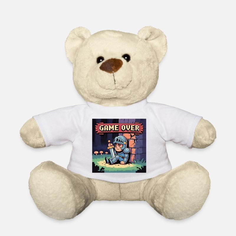 Eine Pixelfigur, die von der Kunst verbrannt wurde - Teddy - Weiß