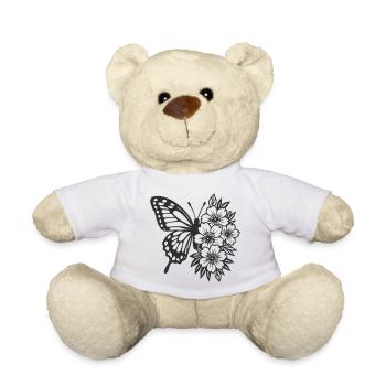 Composition élégante de papillon et de fleurs - Nounours - blanc - Devant