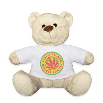 Lebendiges Cannabisblatt mit Retro-Kreisen - Teddy - Weiß - Vorne