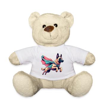Super Dog Belgian Shepherd Cape Gift - Teddy Bear - white - Front