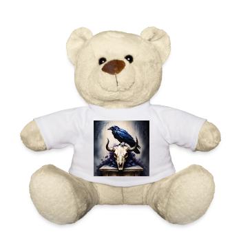 Mystical Raven and Bull Skull Artwork - Teddy Bear - white - Front