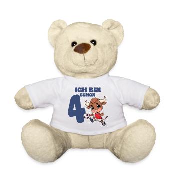 Fußball Geburtstag Kinder - Ich bin schon 4 Jahre - Teddy - Weiß - Vorne