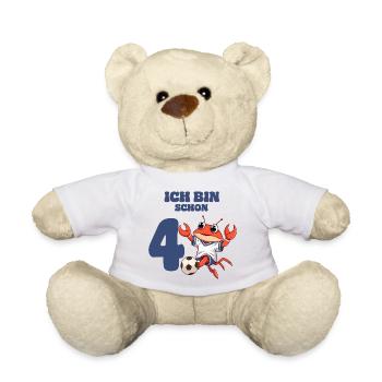 Fußball Geburtstag Krebs Sternzeichen 4 Jahre alt - Teddy - Weiß - Vorne