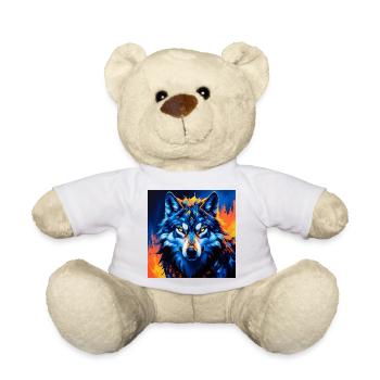 Illustration de loup géométrique vif - Nounours - blanc - Devant