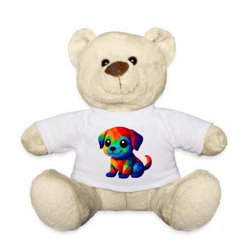WPAP Kawaii Polygon Style Animaux Bébé Chiens Chiot - Nounours - blanc - Devant