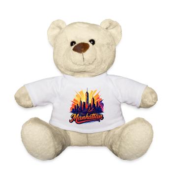 Manhattan City New York Silhouette Gift - Teddy Bear - white - Front