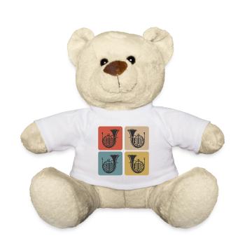 Retro Tenor Horn Design - Teddy Bear - white - Front