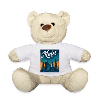 Hamburg Moin Stadt Silhouette maritim Geschenk - Teddy - Weiß - Vorne